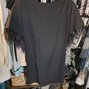 JAYGODFREY Black Dress with Feather Detail